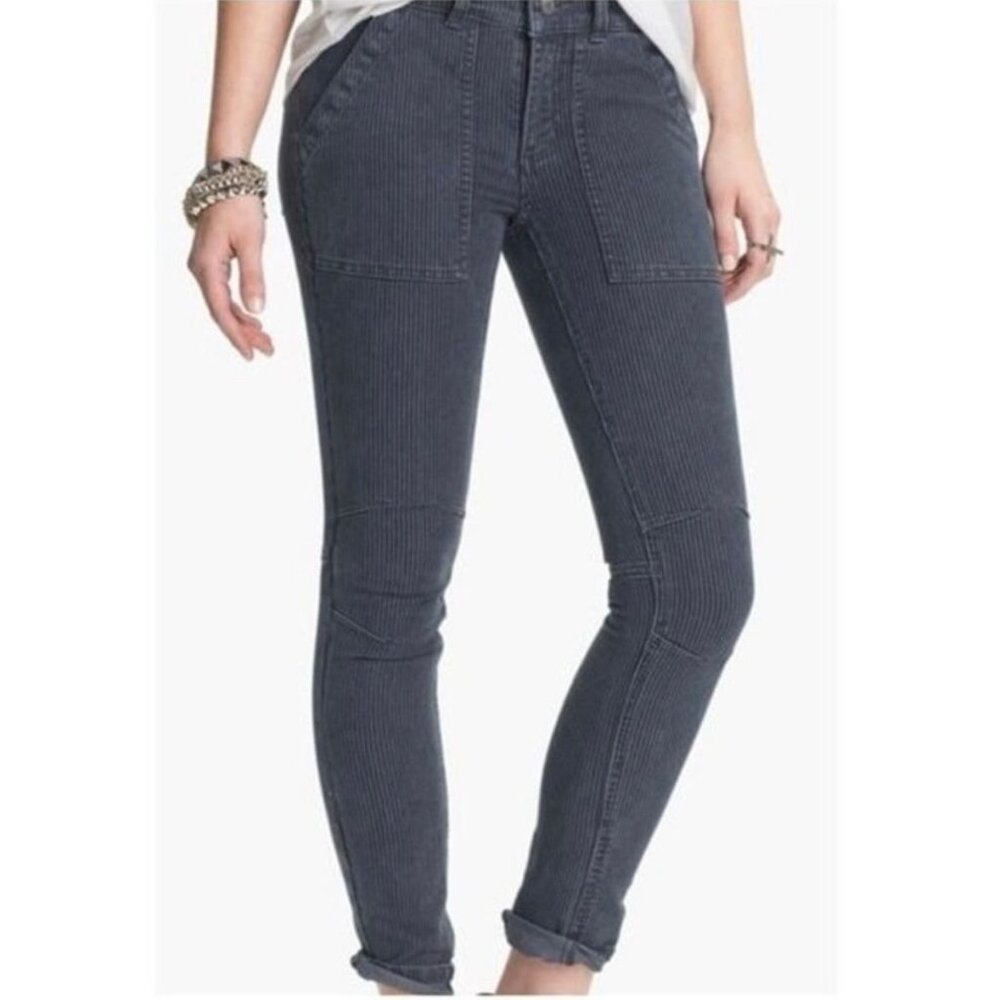 Free People Railroad Pinstripe Cotton Skinny Jeans